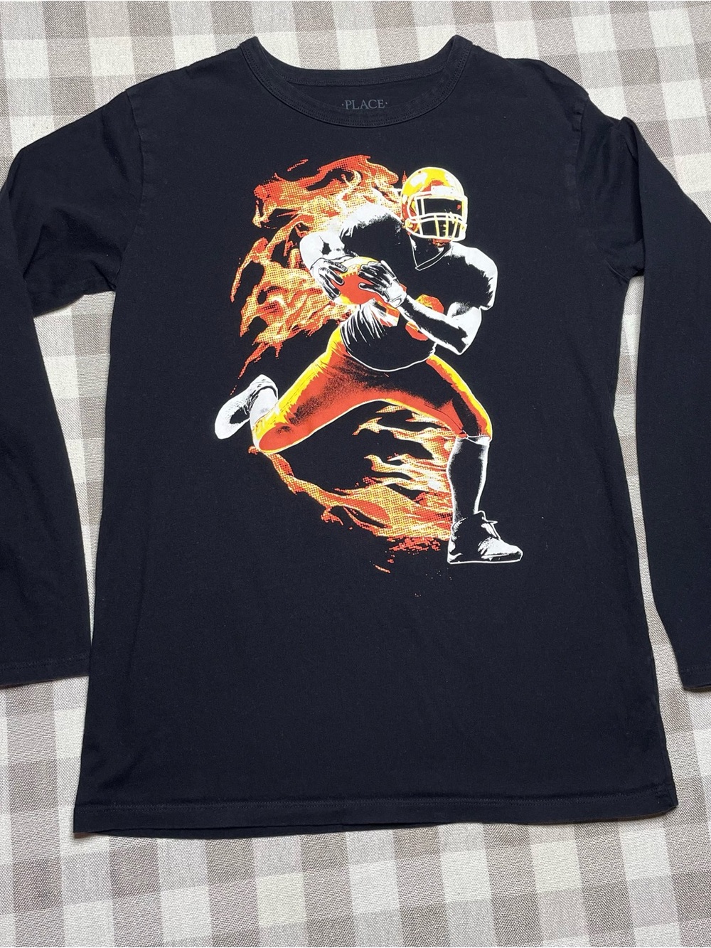 Black Long-Sleeve Football Graphic Tee